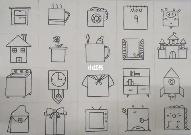 高端方形物品简笔画