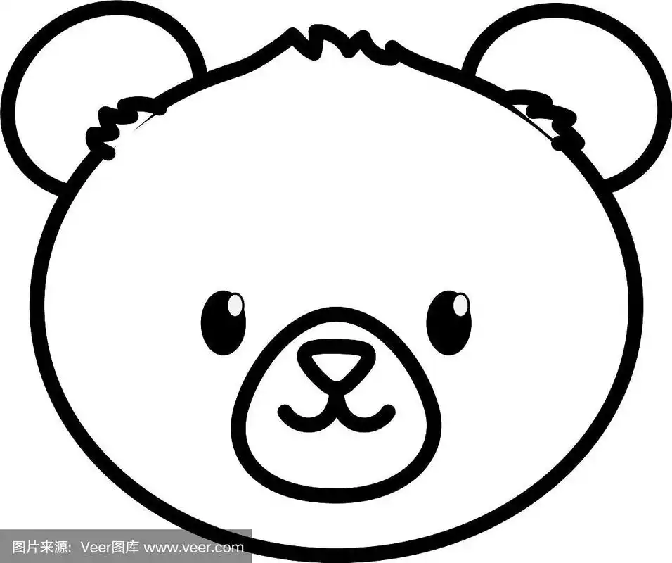 可爱的熊头白底粗线