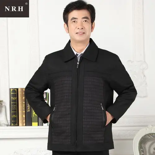nrh中老年男装秋装外套爸爸休闲夹克衫大码中年男夹克老年人上衣