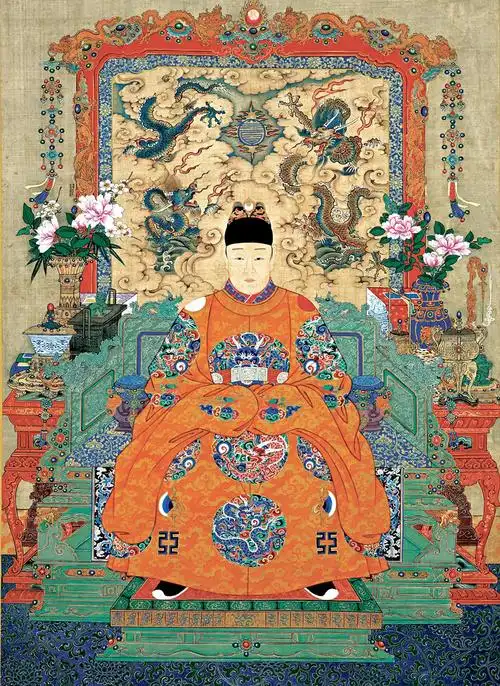 穿龙袍的明代皇帝    明人《朱由校朝服像》