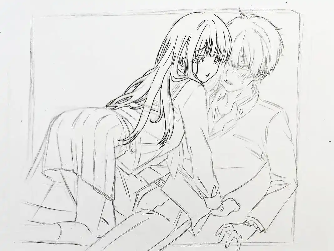 哟,你脸红了.#手绘 #绘画过程 #马克笔 #折木奉太郎 # - 抖音