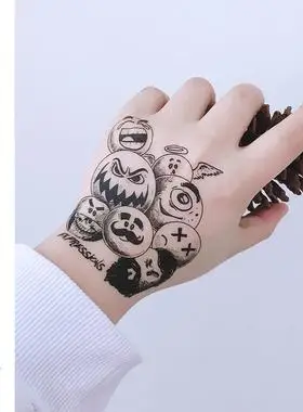 暗黑系笑脸表情防水男个性大纹身贴