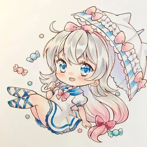 马克笔手绘丨超可爱q版小萝莉动漫手绘