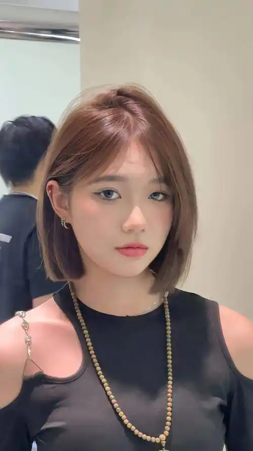 "齐肩短发",御姐风呀._女生_微微_奶茶