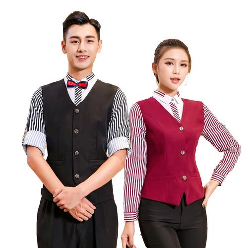 服务员工作服男女秋冬装酒店服装西餐厅咖啡厅ktv餐饮长袖假两件