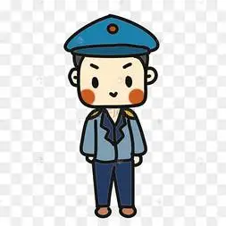 扁平卡通保安人物