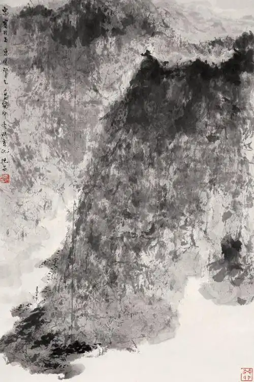 夏山听瀑——傅抱石山水画欣赏