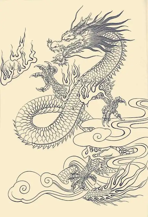 白描画稿:中华龙三十图谱