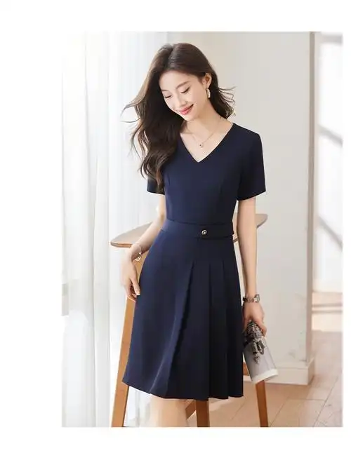 吊带连衣裙女夏季正式场合气质通勤职业女装收腰显瘦中长裙子 - 17网