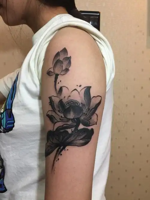 荷花_纹身图案手稿图片_刘建立的纹身作品集