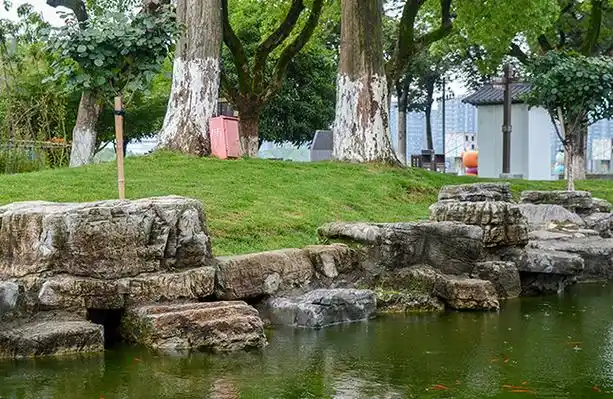 浙江园林景观石 天然龟纹石驳岸案例