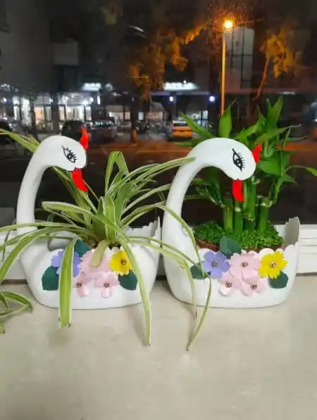 变废为宝洗衣液瓶变成了一个个漂亮的天鹅花盆-度小视