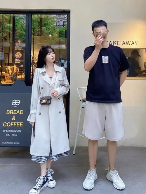 150与178身高差情侣初秋穿搭look