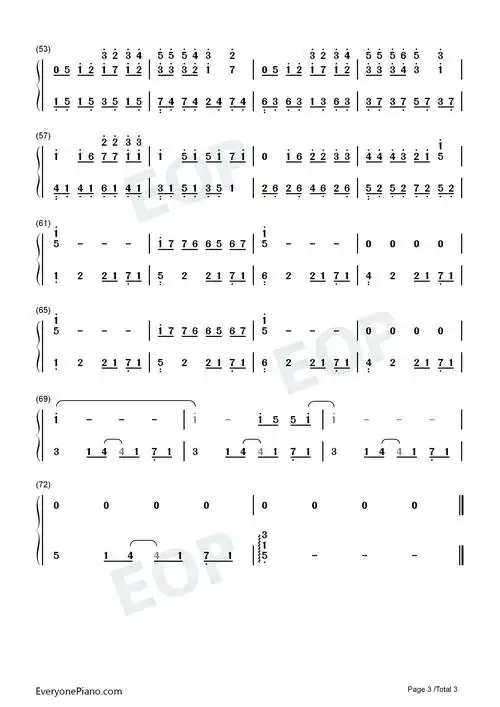 简单爱双手简谱预览3