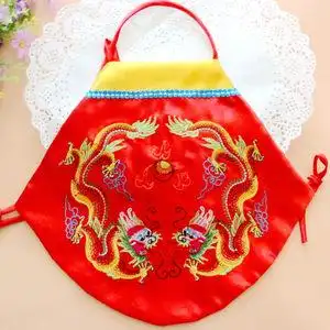 2016团购新款宝宝肚兜红色婴儿兜兜宝贝唐装仿真丝面料周岁拍照服