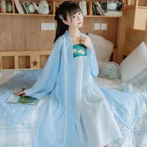 古代睡衣女里衣宫廷日常汉服男女同款家居服中衣裤白红色修服寝衣已售