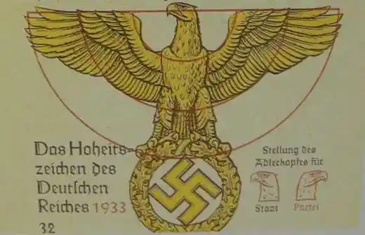跟第三帝国有关的老鹰都是向左的,跟纳粹党有关的鹰徽才是向右的