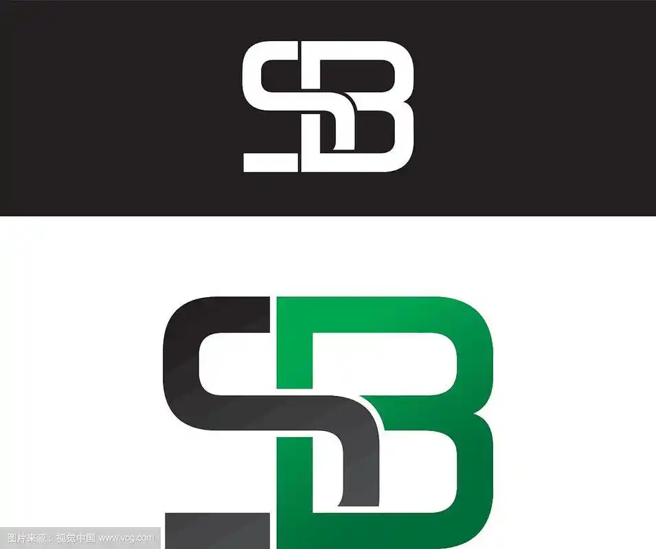 首字母链接重叠的大写标志绿色黑色