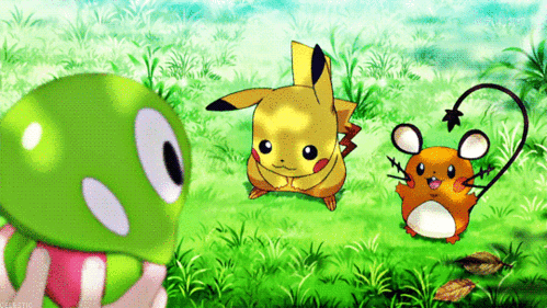 神奇宝贝皮卡丘草地可爱gif动图_动态图_表情包下载_soogif
