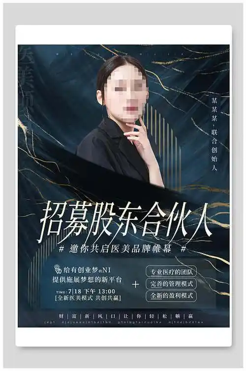 招募股东合伙人医美海报