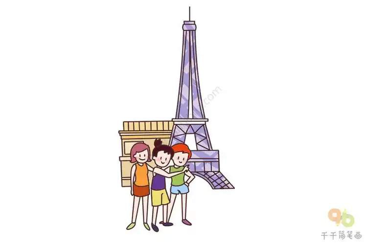塞纳河畔的风景 埃菲尔铁塔简笔画