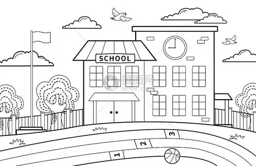学校校园场景简笔画