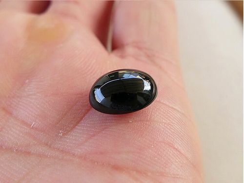 椭圆形黑色戒面裸石素面光面黑色锆石裸石平底蛋面黑色宝石蛋形_7折