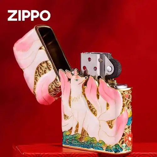 zippo打火机九尾狐夜光珐琅彩官方正版防风煤油火机限量版送男友礼物
