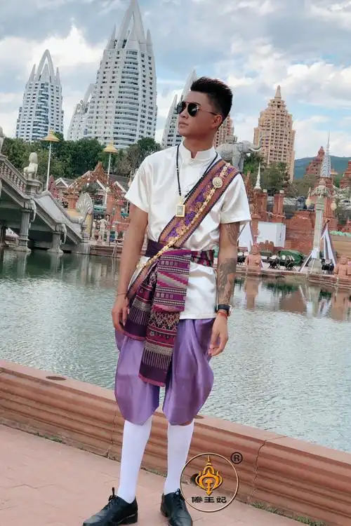 傣王妃服饰泰国服装傣族泼水节盛装男套装休闲修身夏季短袖帅气