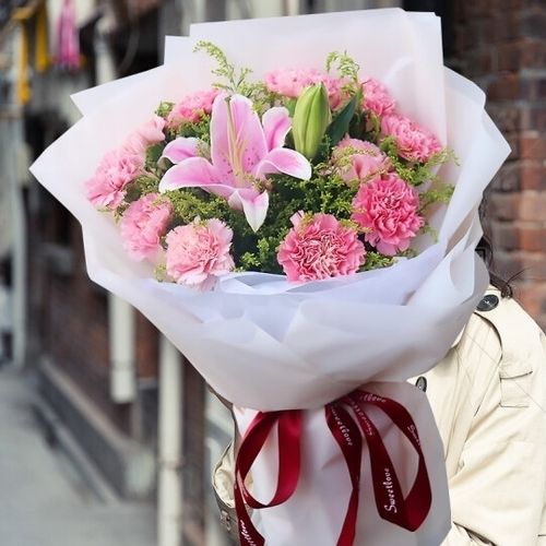 福清康乃馨百合花束送妈妈长辈鲜花速递同城生日长乐永安石狮晋江