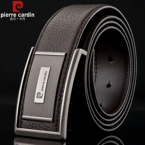皮尔卡丹平滑扣皮带男款裤腰带青年时尚男士韩版商务牛皮真皮品牌