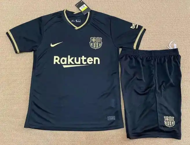 nba巴萨客场黑色球衣2021巴塞罗那足球服10号梅西短袖成人儿童套装