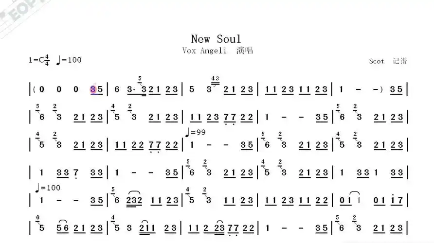 new soul——vox angeli演唱——动态简谱