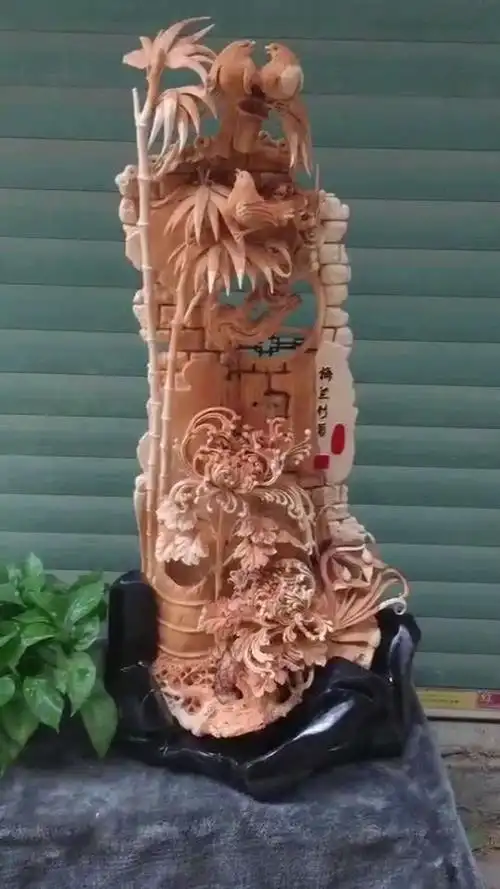 崖柏根雕梅兰竹菊四君子