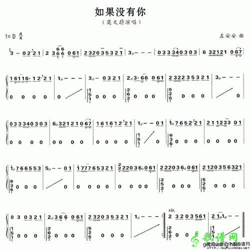 【如果没有你古筝谱】