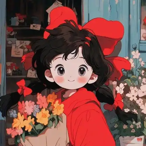 红色系女生头像