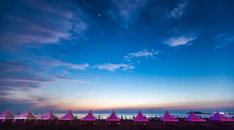 威高海洋公园海边晚霞天空