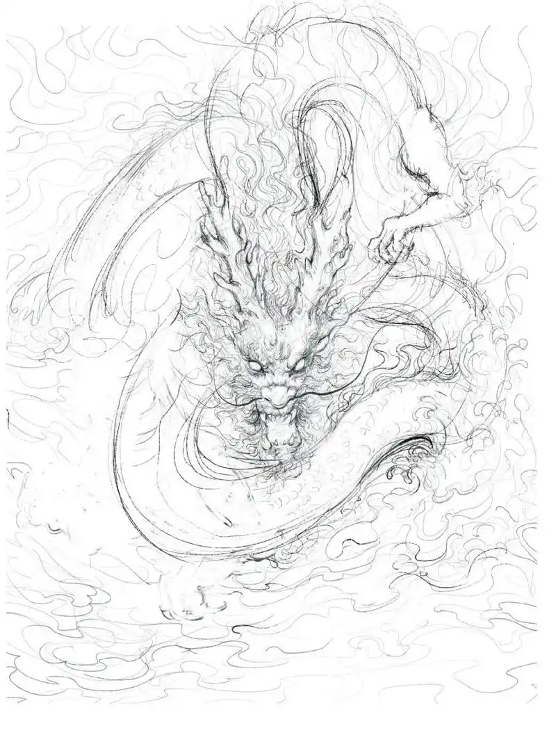 再画神兽龙的传人都会吐……四大神兽 插画 神兽插画 青龙 神兽 原创