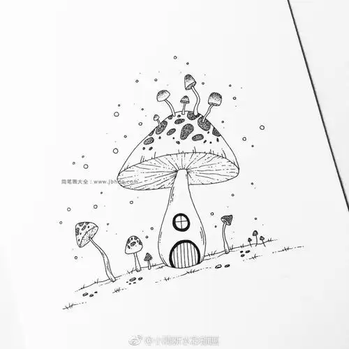 9张可爱的黑白手帐插画