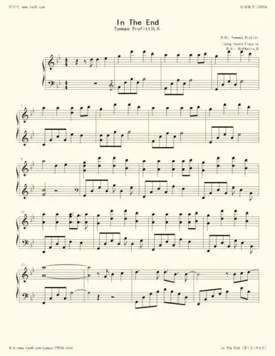 钢琴谱intheend