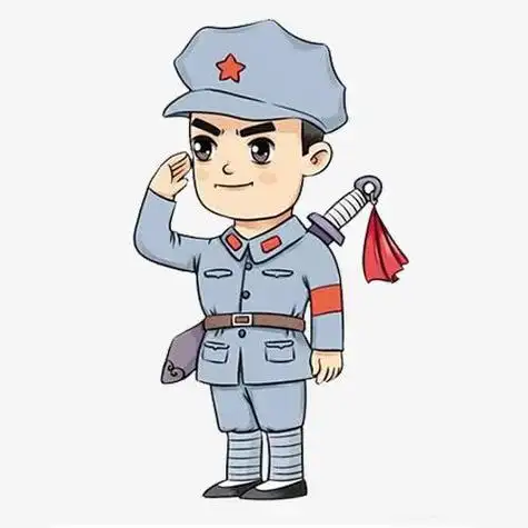 q版八路军简笔画如何画一个在吹冲锋号表情严肃的八路军简笔画八路军