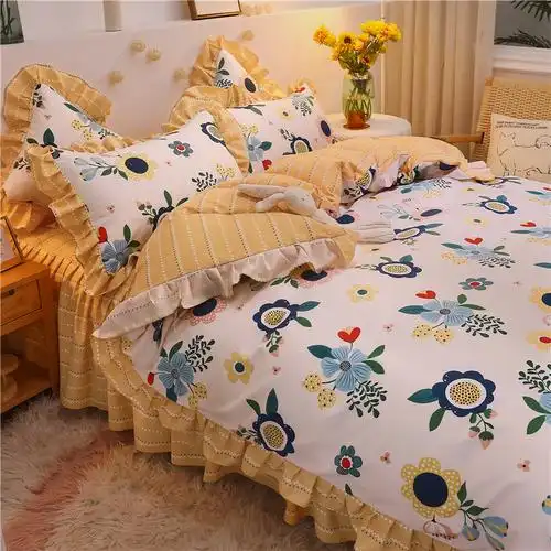 被窝窝韩版植物羊绒三件套四件套床单款床裙款视频