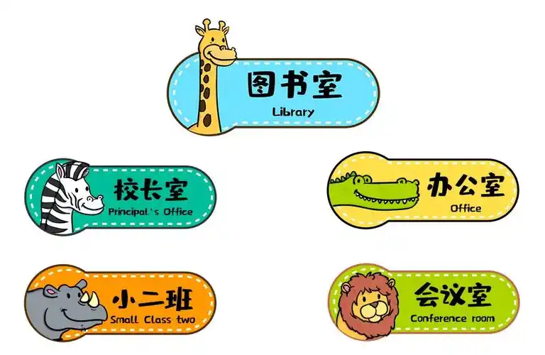 卡通可爱动物幼儿园办公室科室牌侧挂牌教室门牌