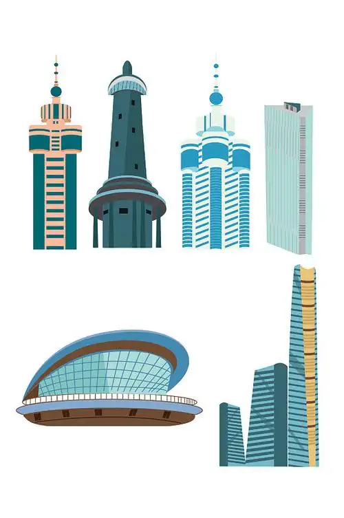 手绘大连地标建筑