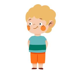 黄色短发微笑的卡通可爱男孩卡通手绘人物衬衫男孩黄色短发的可爱短裤