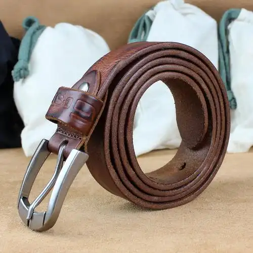 明星真皮女士皮带定制头层黄牛皮腰带休闲牛仔风手工皮带男