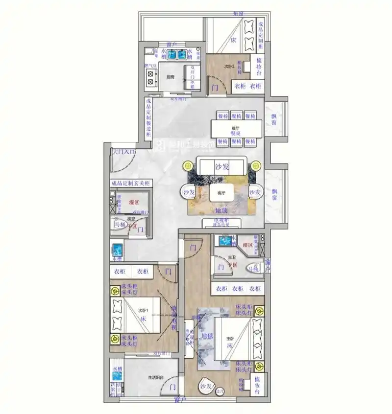 户型设计‖110㎡长方形户型改造平面图 16615  住户信息: ·四口