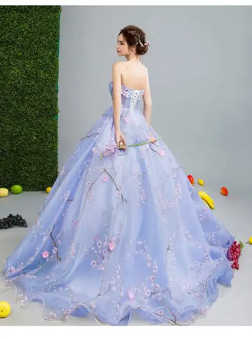 天使嫁衣 梦幻系 花朵绽放抹胸大拖尾新娘婚