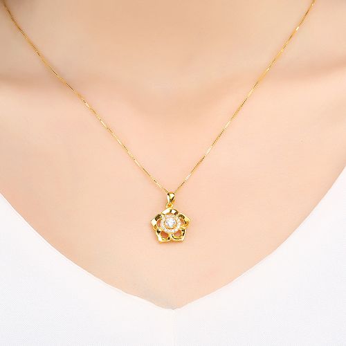 龍徽珠宝 黄金吊坠999足金桃花项链金挂坠女士镶锆石吊坠黄金饰品送