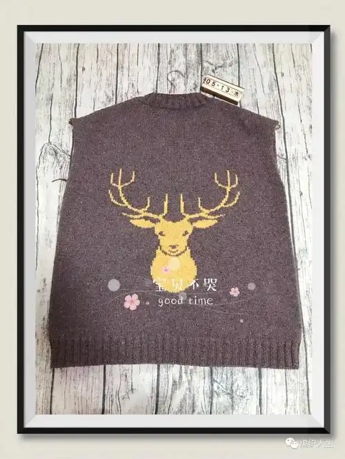 云点棒针小鹿图案套头毛衣粗花呢线材太有质感附图解